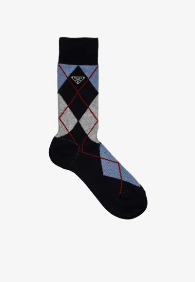 Prada Argyle Cotton-blend Jacquard Socks In Multi