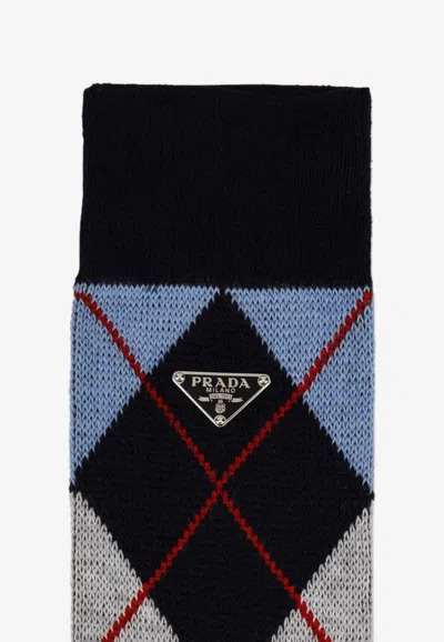 Prada Argyle Cotton-blend Jacquard Socks In Multi