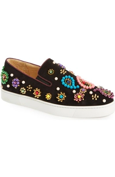 Shop Christian Louboutin 'boat Candy' Slip-on Sneaker In Black Velour