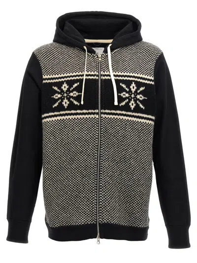 Junya Watanabe Cotton And Wool Hoodie In Multicolor
