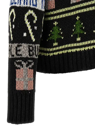Magliano Festive Crew Neck Sweater With Graphic Motifs In Black