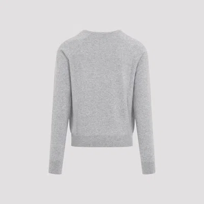 Saint Laurent Grey Crewneck Sweater With Cassandre In Cashmere Man In Grey