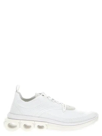 Ferragamo Nima Skin Leather Running Sneakers In White