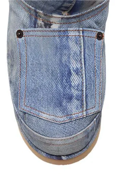 Acne Studios Blue Batter Low Print Denim Boots In Multi Blue