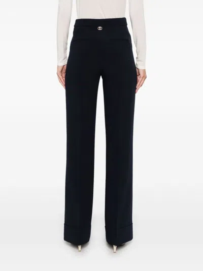 Twinset Cady High-waist Trousers In Blue