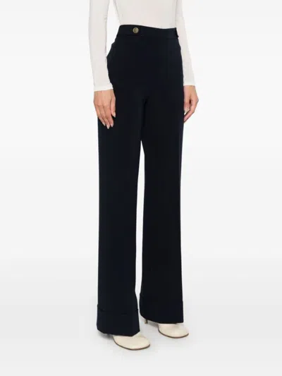 Twinset Cady High-waist Trousers In Blue