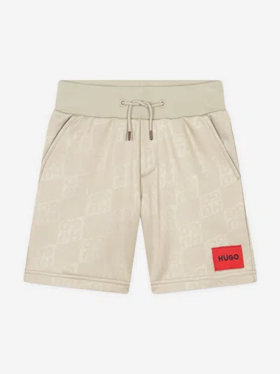 Hugo Boss Monogram-pattern Track Shorts In Beige