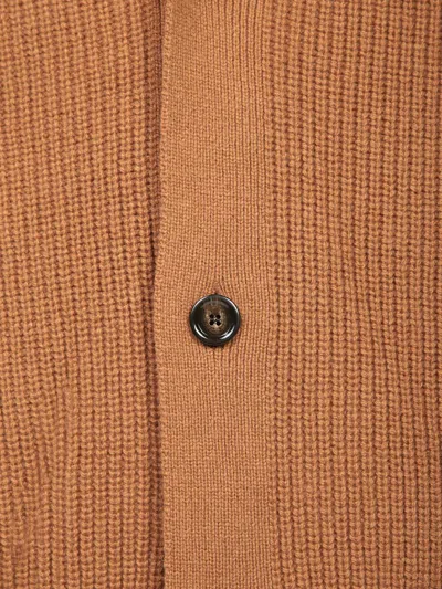 Lardini Virgin Wool-cashmere Cardigan In Brown