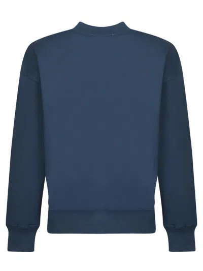Msgm Logo Blue Crewneck Sweatshirt In Blue
