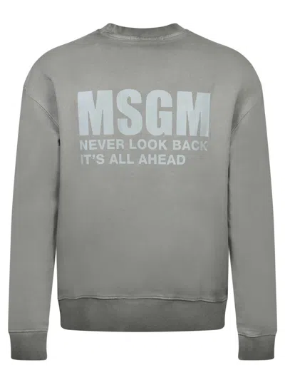 Msgm Light Grey Crewneck Sweatshirt In Grey