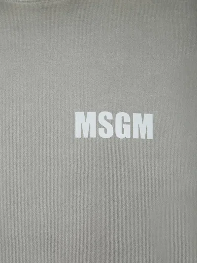 Msgm Light Grey Crewneck Sweatshirt In Grey