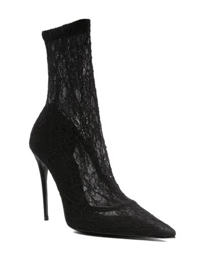 Dolce & Gabbana Fabric Ankle Boots In Black