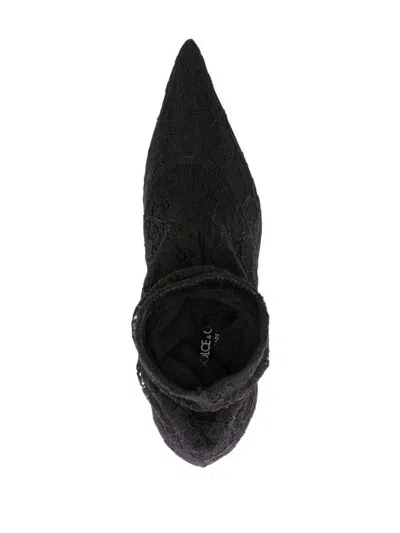 Dolce & Gabbana Fabric Ankle Boots In Black