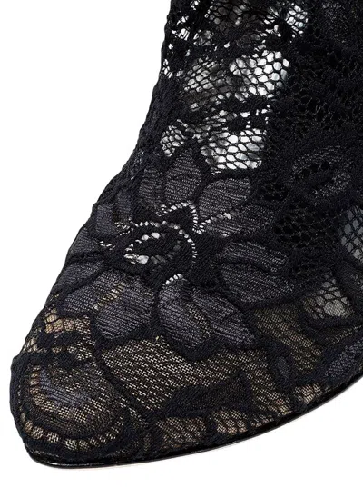 Dolce & Gabbana Fabric Ankle Boots In Black