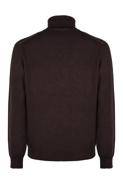 Drumohr Wool Turtleneck Sweater In Brown
