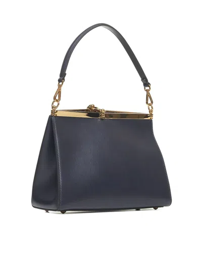 Etro Womens Black Vela Medium Leather Shoulder Bag In Blue