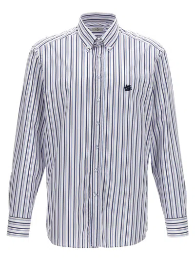 Etro Striped Cotton Shirt In Multicolour