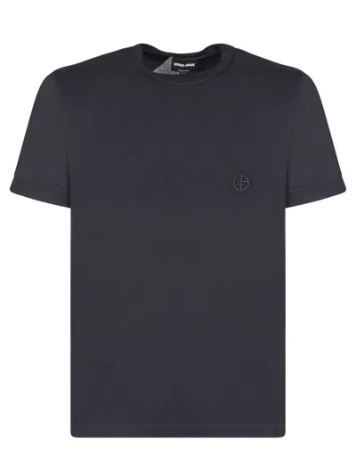 Giorgio Armani Classic Crew Neck T-shirt In Virgin Wool In Black