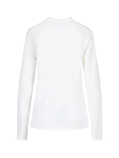 Jil Sander Crew Neck Long Sleeve Boxy Fit Printed Logo Sweatshirt In White