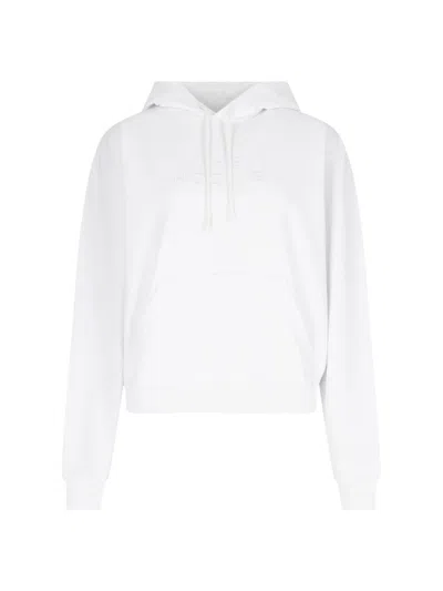 Marc Jacobs Embroidered Logo Hooded Sweatshirt In White