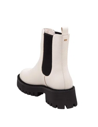 Michael Kors Asher Calf Leather Ankle Boots In Beige