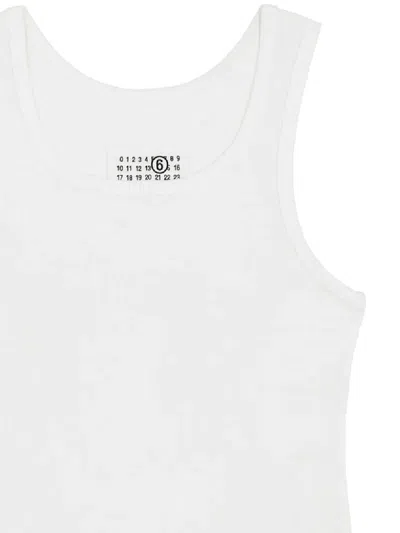 Mm6 Maison Margiela Ribbed Cotton Tank Top In White