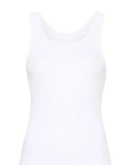 Mm6 Maison Margiela Ribbed Cotton Tank Top In White