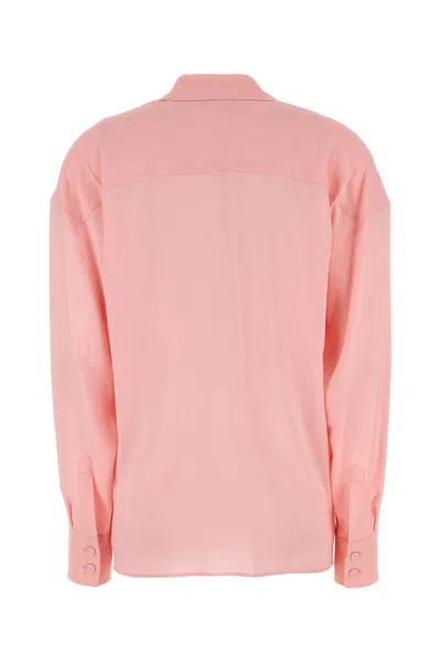 Philosophy Di Lorenzo Serafini Pink Shirt With Open Collar And V Neck In Stretch Viscose Woman In Pink