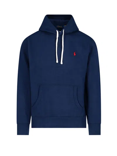 Polo Ralph Lauren Zip-up Hooded Sweatshirt In Cotton-polyester Blend In Blue