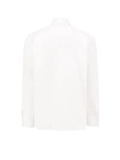 Saint Laurent White Pointed Collar Long Sleeve Shirt In Cotton Man In White