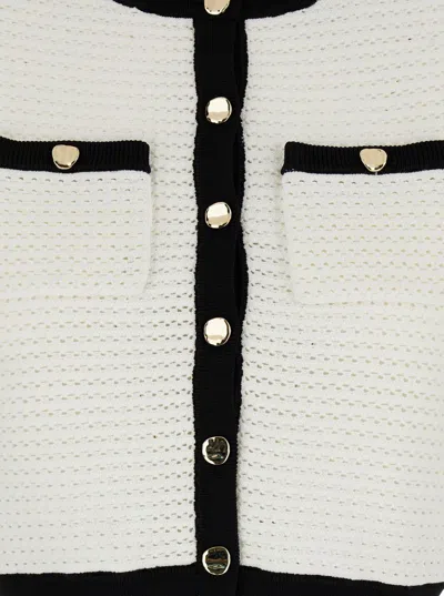 Self-portrait Crochet Cropped Cardigan In White