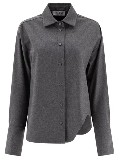 Attico Dark Grey Wool Blend Eliza Shirt In Grey