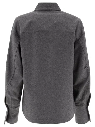 Attico Dark Grey Wool Blend Eliza Shirt In Grey