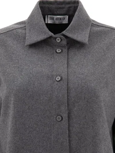 Attico Dark Grey Wool Blend Eliza Shirt In Grey