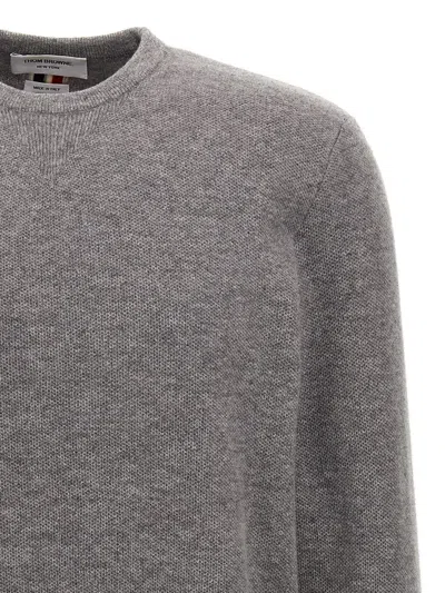 Thom Browne Crewneck Sweater With Tricolor Band In Grey