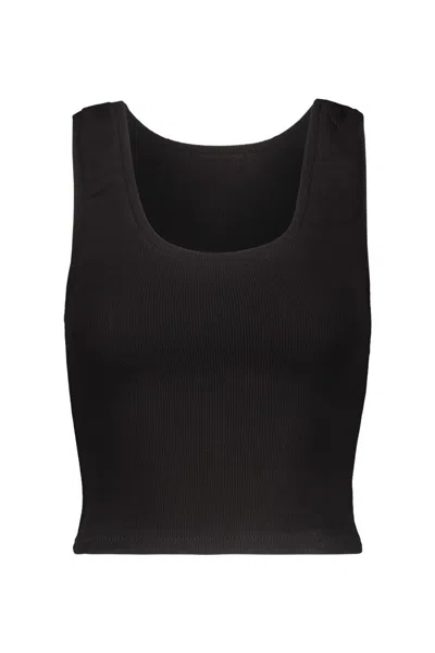 Wardrobe.nyc Stretch Cotton Crop Tank Top In Black