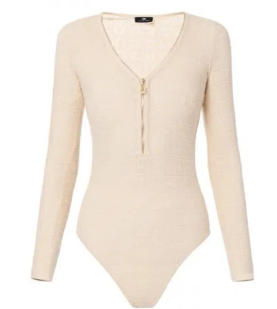 Elisabetta Franchi Logo-jacquard Bodysuit In Neutral