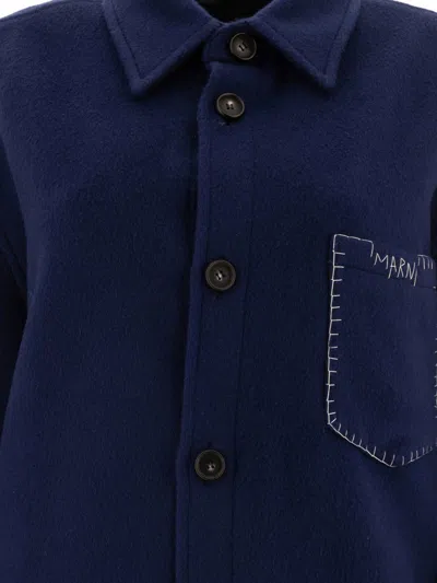 Shop Marni Overshirt-style Coat In Blue