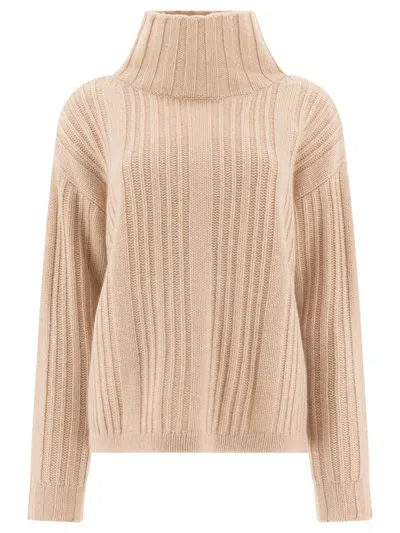 Max Mara Vitalba Wool-blend Turtleneck Sweater In Beige