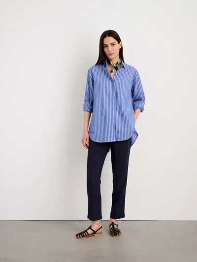 Alex Mill Double Button Shirt In Wide Stripe In Blue/white