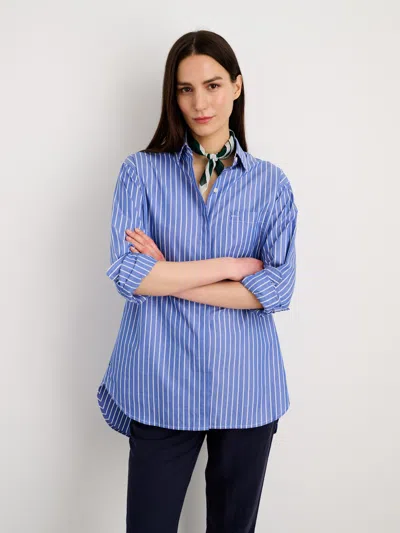 ALEX MILL DOUBLE BUTTON SHIRT IN WIDE STRIPE 