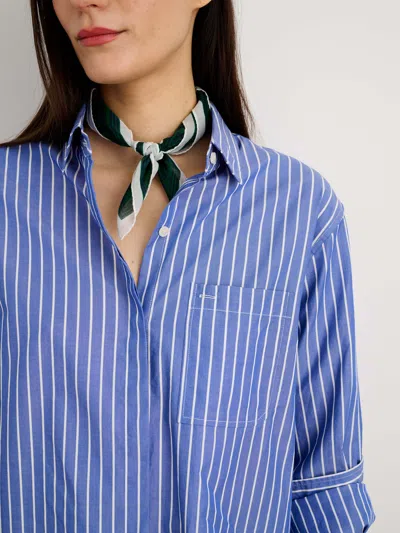 Alex Mill Double Button Shirt In Wide Stripe In Blue/white