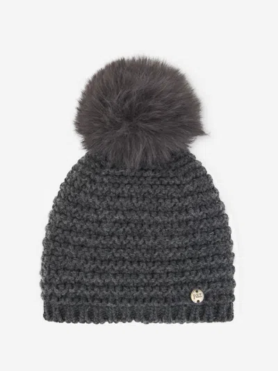 Paz Rodriguez Baby Wool Knit Pom-pom Hat In Grey