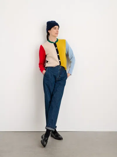 Alex Mill Francis Colorblock Merino Wool Cardigan In Multi Combo
