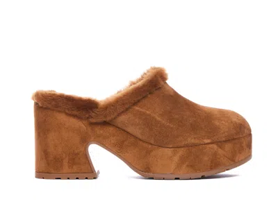 Gianvito Rossi Suede Block-heel Platform Mules In Brown