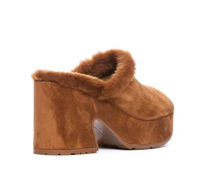 Gianvito Rossi Suede Block-heel Platform Mules In Brown