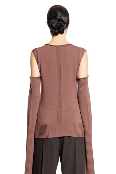 Rick Owens Woman Sweater Chocolate Brown Size L Virgin Wool In Brown
