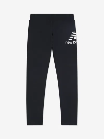 New Balance Girls Stacked Logo Leggings In Black