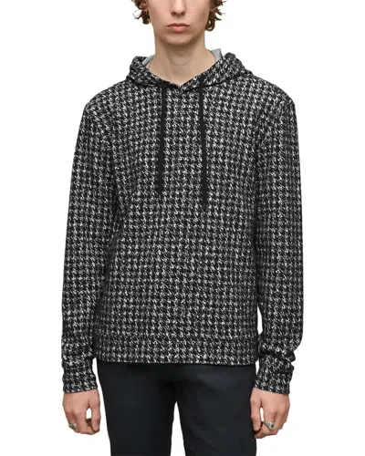 John Varvatos Delancy Houndstooth Print Hoodie In Black