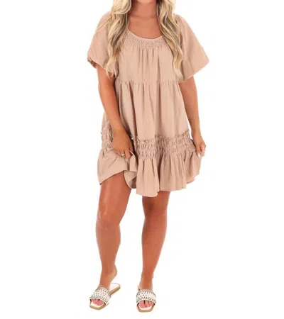 Umgee Effortless Charm Mini Dress In Tan In Beige